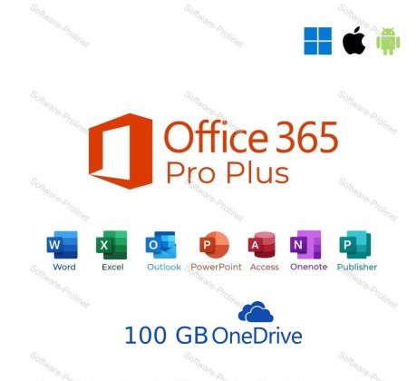 Microsoft Office 365 pre jednotlivcov Pro Plus, 100 GB OneDrive, Elektronická licencia