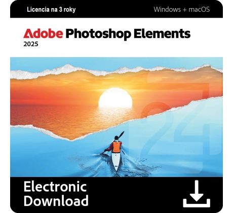 Adobe Photoshop Elements 2025 Windows + macOS, na 3 roky