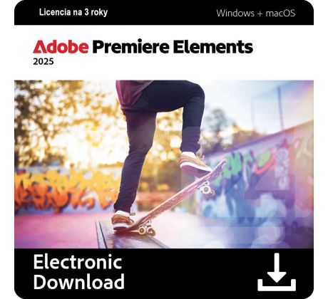 Adobe Premiere Elements 2025 Windows + macOS, na 3 roky